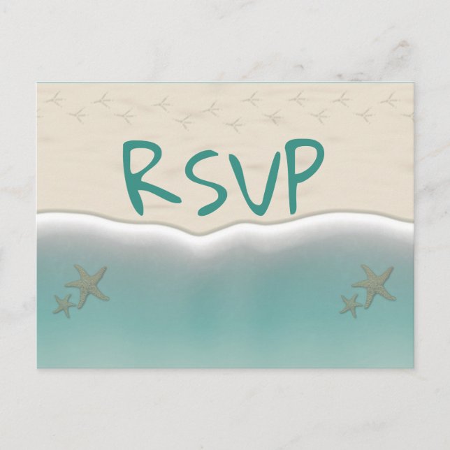 Postales RSVP de Beach Sandy Shore Starfish (Anverso)