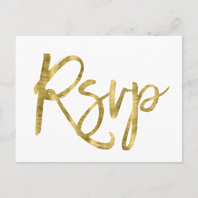 Postales RSVP De Boda Blanca Y Oro (Anverso)
