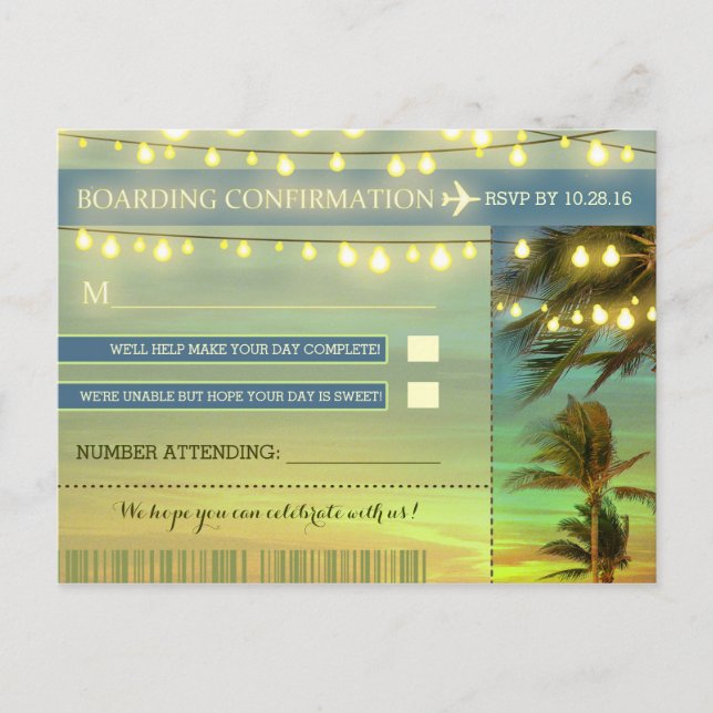 Postales RSVP de boda de destino (Anverso)