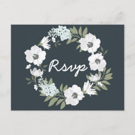 Postales RSVP de boda floral con corona