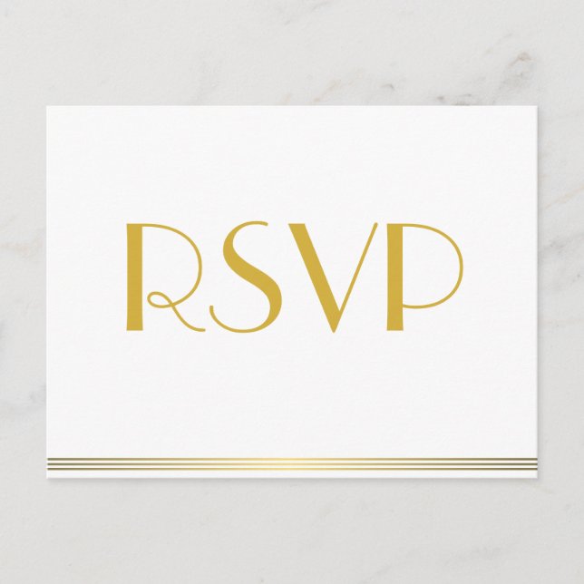Postales RSVP de Boda Gatsby Gold Great (Anverso)