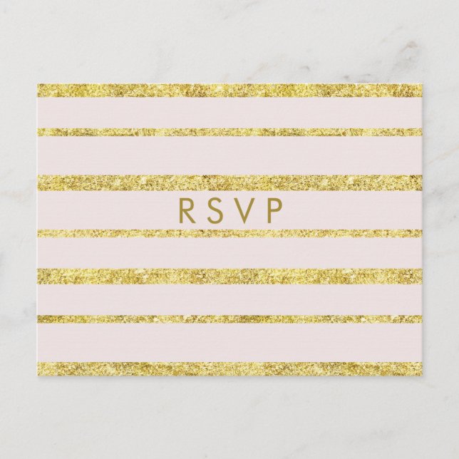 Postales RSVP de boda rosa con efecto Relieve meta (Anverso)
