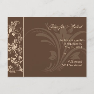 Postales RSVP de Chocolate y Floral Crema