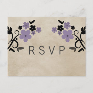 Postales RSVP de color morado con sabor vintage