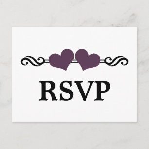 Postales RSVP de Corazones Elegantes, Púrpura