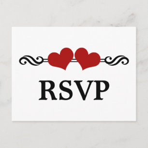 Postales RSVP de Corazones Elegantes, Rojo