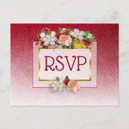 Postales RSVP de floral roja y borgoñona