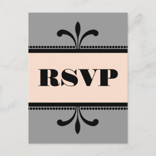 Postales RSVP de Gris/Peach Fancy Art Decó