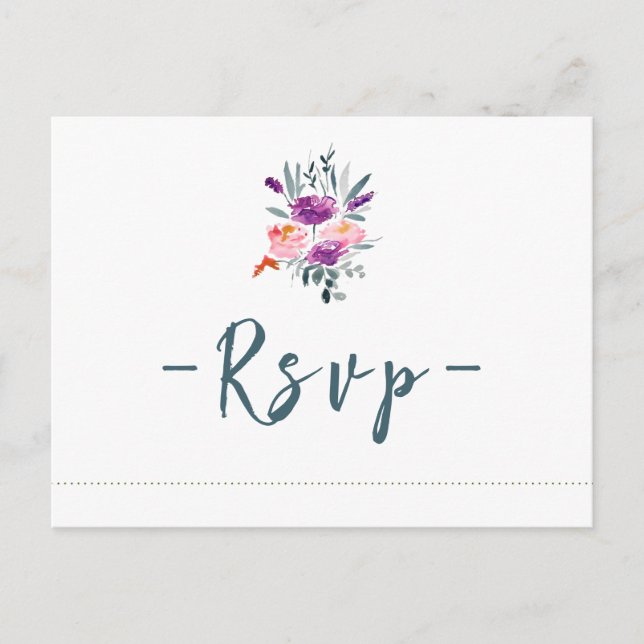 Postales RSVP de la boda de flor acuarela (Anverso)