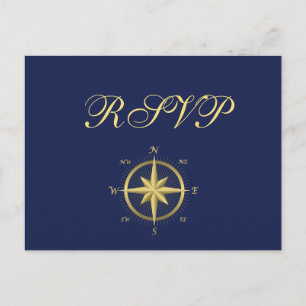 Postales RSVP de la boda náutica azul