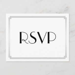 Postales RSVP de la boda plateada Art Deco Gatsby