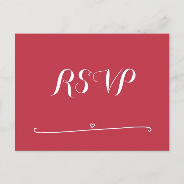Postales RSVP de la boda roja personalizado con co (Anverso)