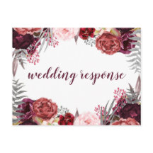 Postales RSVP de la boda rosada de Marsala Rubor