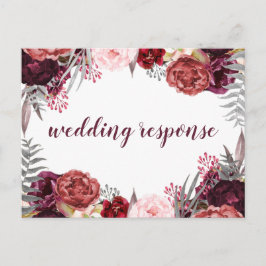 Postales RSVP de la boda rosada de Marsala Rubor