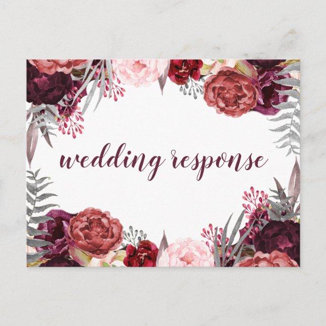 Postales RSVP de la boda rosada de Marsala Rubor (Anverso)