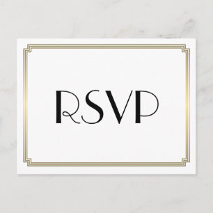 Postales RSVP de la gran boda de oro del Art Deco