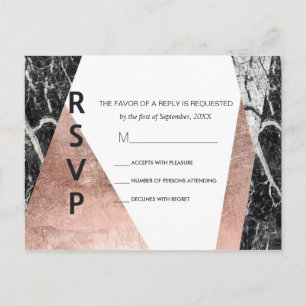 Postales RSVP de oro y mármol Rosa moderno