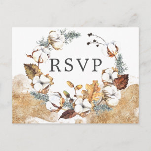 Postales RSVP de otoño con flores blancas con elec