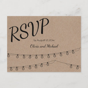 Postales RSVP de papel Kraft para boda