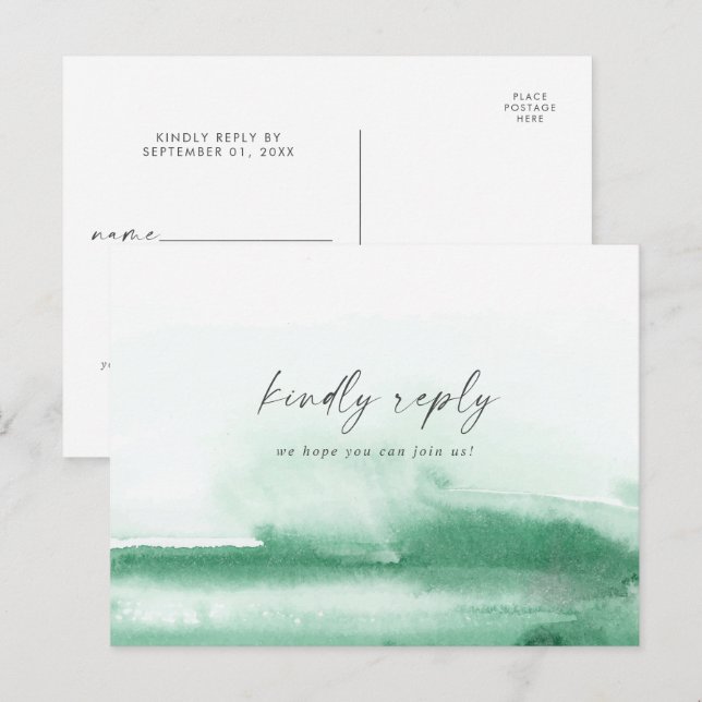 Postales RSVP de petición de canción verde de colo (Anverso / Reverso)