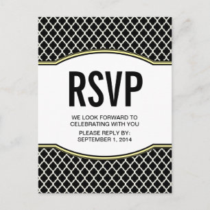 Postales RSVP de Quatrefoil amarillo elegante