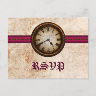 Postales RSVP de reloj antiguo, Fuchsia