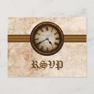Postales RSVP de reloj antiguo, marrón