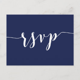 Postales RSVP de simple boda azul de la marina