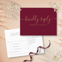 Postales RSVP de solicitud de canción de Borgoña y