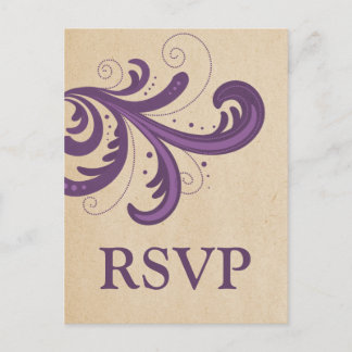 Postales RSVP de Swirls con estilo púrpura
