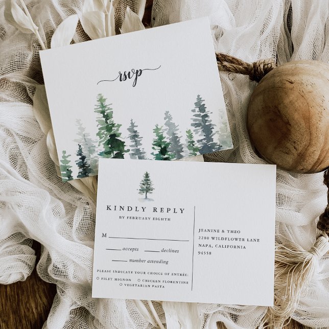 Postales RSVP de Timber Grove con elección de comi (Subido por el creador)
