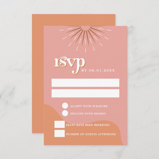 Postales RSVP de TRIXIE Rosa y Naranja 70 (Anverso / Reverso)