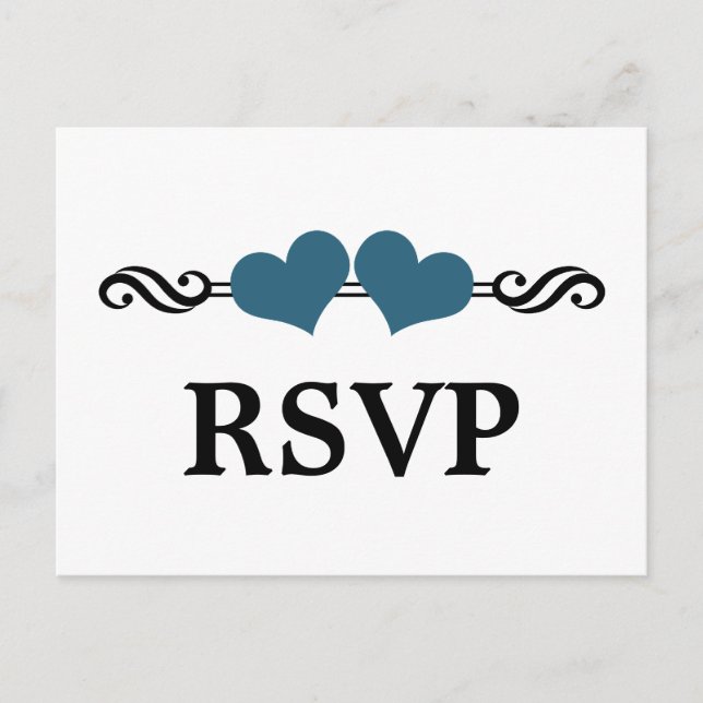 Postales RSVP para Corazones Elegantes, Azul (Anverso)