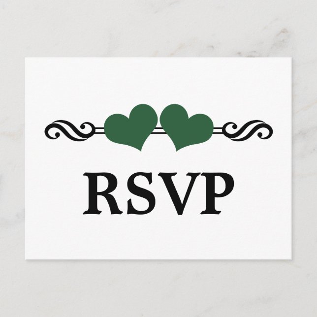 Postales RSVP para Corazones Elegantes, Verde (Anverso)