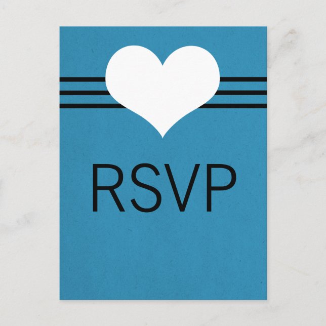 Postales RSVP para el corazón moderno, azul (Anverso)