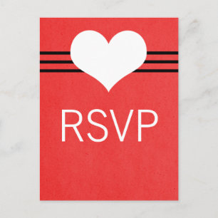 Postales RSVP para el corazón moderno, rojo