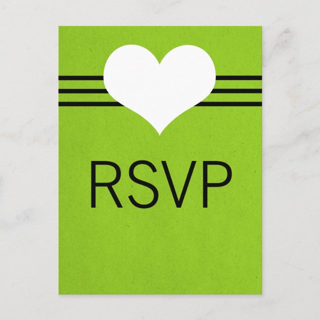Postales RSVP para el corazón moderno, verde (Anverso)