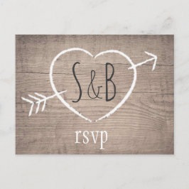 Postales Rústicas de Wooden Heart Elegant Wedant R