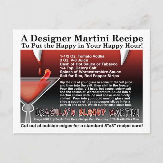 Postales sangrientas de Drácula para la receta de  (Anverso)