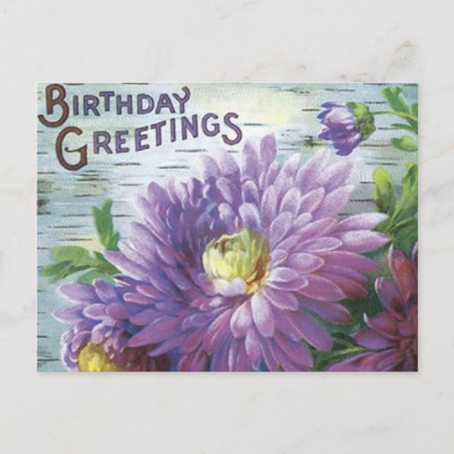 Postales Vintage de cumpleaños con flores (Anverso)