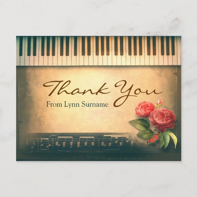 postales vintage de piano de música (Anverso)