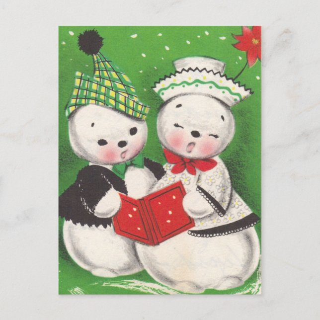 Postales vintage de Snowman para Navidad (Anverso)