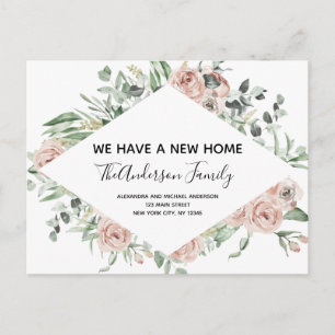 Postc de Invitación de movimiento floral rosada y