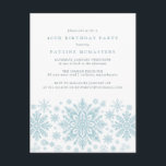 POSTCARD 40º cumpleaños Invitación a un copo de ni<br><div class="desc">Los copos de nieve con acuarela azul muy elegantes crean un borde de bonito al final de esta invitación de cumpleaños para adultos. El diseño moderno y minimalista tiene un aire abierto y ventilado. La estética contemporánea atraerá a personas de todas las edades.</div>