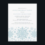 POSTCARD 60º cumpleaños Invitación a un copo de ni<br><div class="desc">Los copos de nieve con acuarela azul muy elegantes crean un borde de bonito al final de esta invitación de cumpleaños para adultos. El diseño moderno y minimalista tiene un aire abierto y ventilado. La estética contemporánea atraerá a personas de todas las edades.</div>
