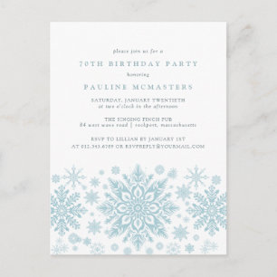 POSTCARD 70th Birthday Blue Snowflake Invitación
