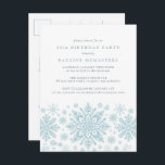 POSTCARD 80th Birthday Blue Snowflake Invitación<br><div class="desc">Los copos de nieve con acuarela azul muy elegantes crean un borde de bonito al final de esta invitación de cumpleaños para adultos. El diseño moderno y minimalista tiene un aire abierto y ventilado. La estética contemporánea atraerá a personas de todas las edades.</div>