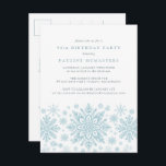 POSTCARD 90th Birthday Blue Snowflake Invitación<br><div class="desc">Los copos de nieve con acuarela azul muy elegantes crean un borde de bonito al final de esta invitación de cumpleaños para adultos. El diseño moderno y minimalista tiene un aire abierto y ventilado. La estética contemporánea atraerá a personas de todas las edades.</div>