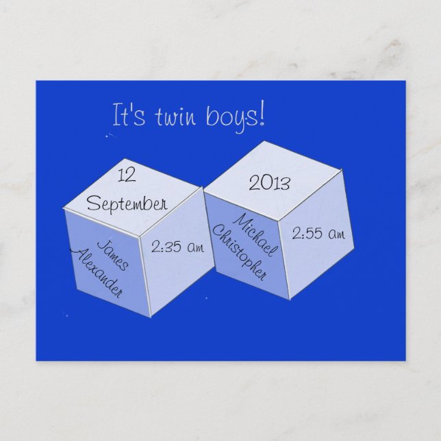 Postcard - Anuncio de nacimiento gemelo (Anverso)