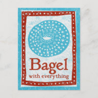 Postcard de Bagel - Postal de comida roja azul div